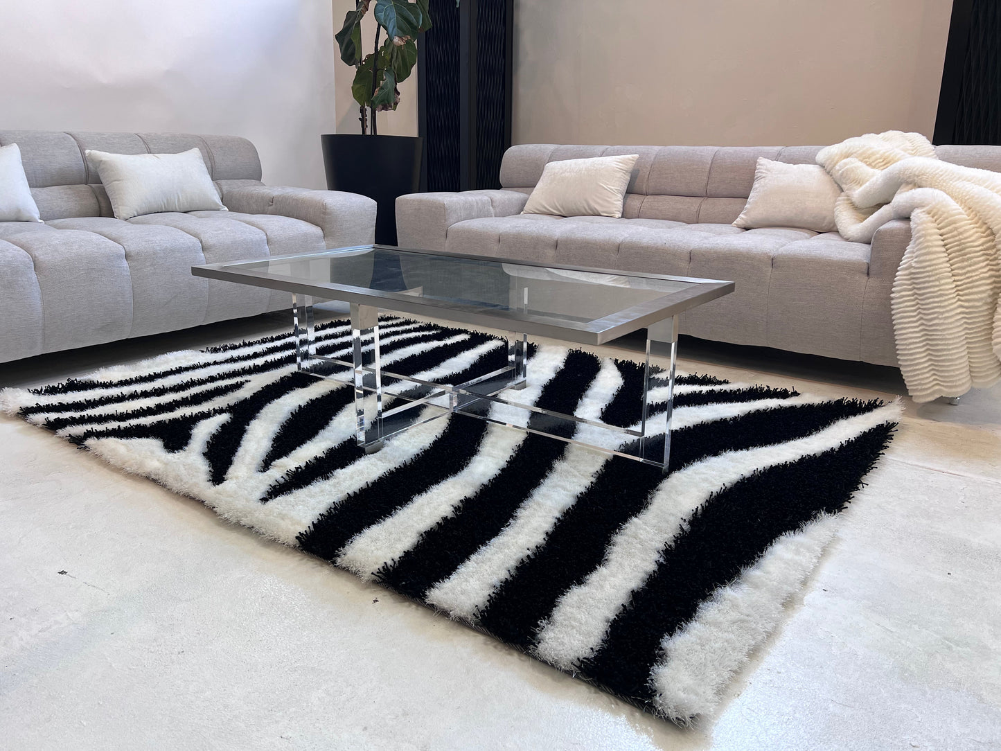 S.V.D. Zebra Area Rug, Black & White