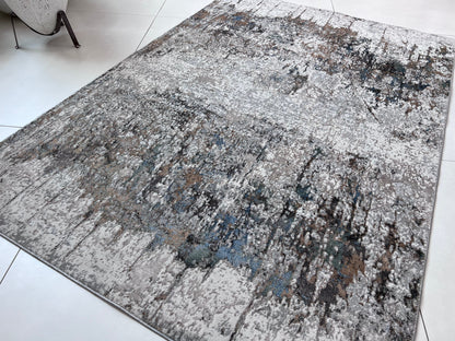 Devo Dematerialize Area Rug, Platinum & Earth