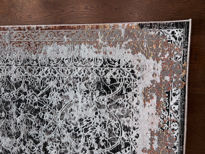 Devo Eroding Multiverse Area Rug, Platinum & Gray
