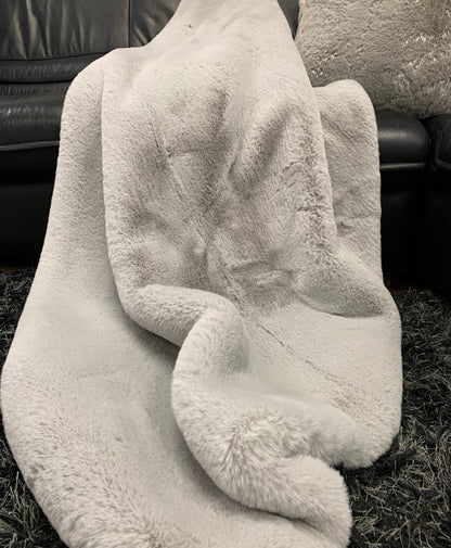 Luxury Faux Chinchilla Fur Throw Blanket, Assorted Colors