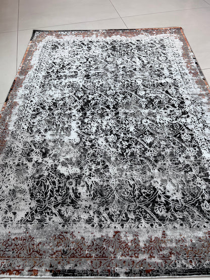 Devo Eroding Multiverse Area Rug, Platinum & Gray