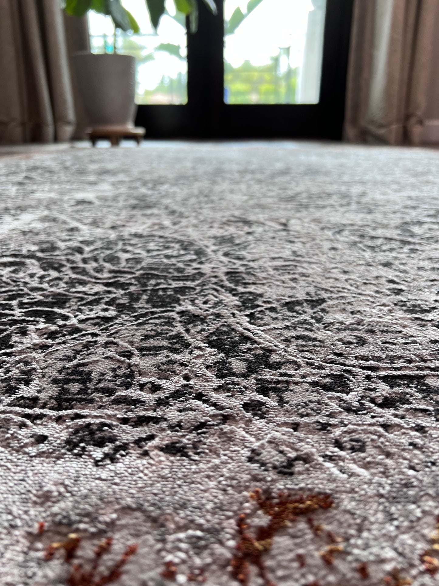 Devo Eroding Multiverse Area Rug, Platinum & Gray