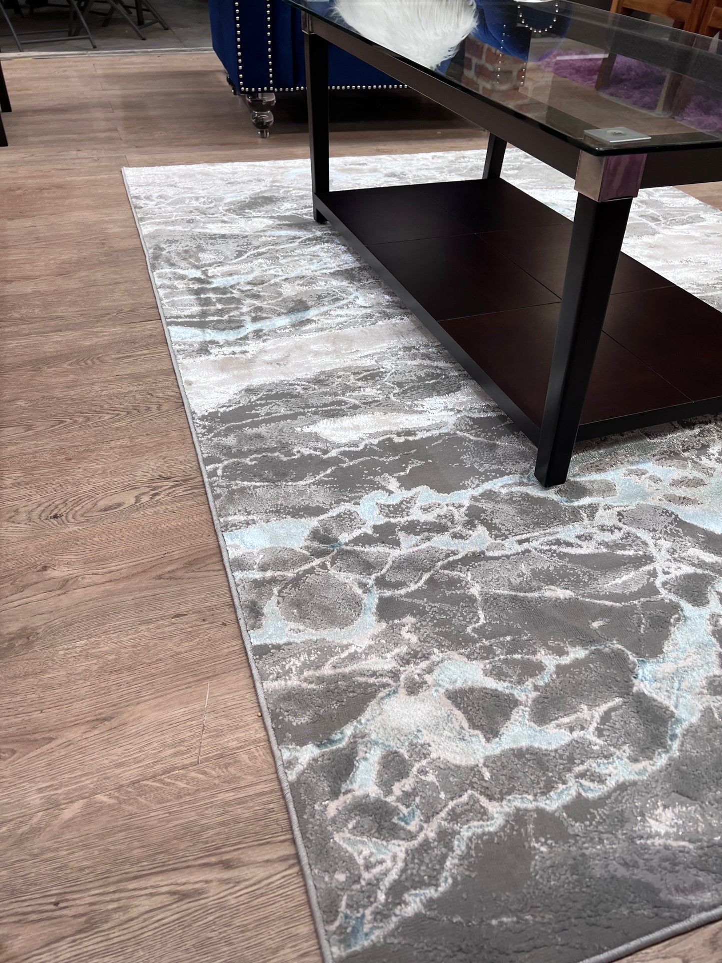 Maximus Dwindling Rivers Indoor | Outdoor Area Rug, Blue & Platinum