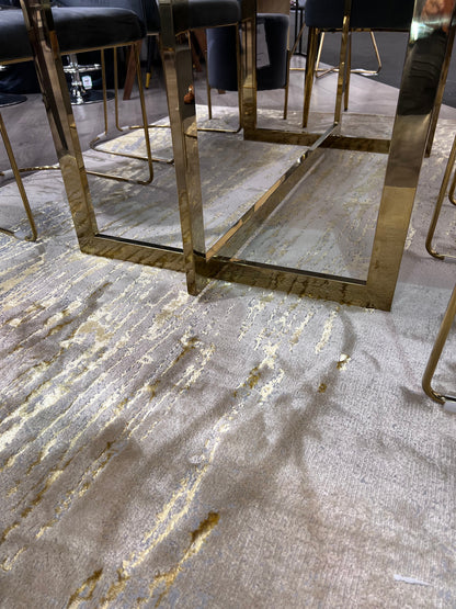 Maximus Golden Rain Indoor | Outdoor Area Rug, Beige & Gold