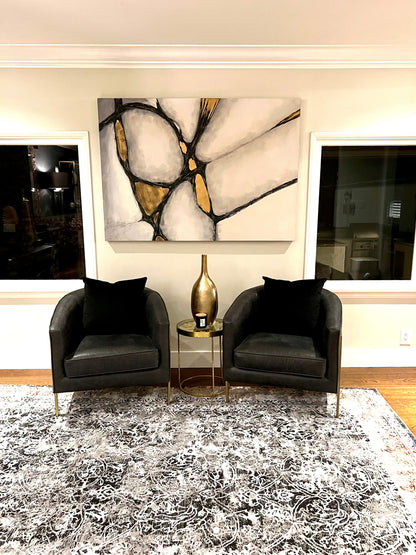 Devo Eroding Multiverse Area Rug, Platinum & Gray