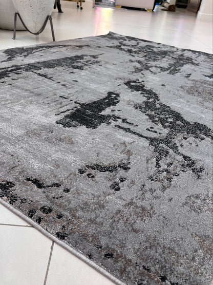 Devo Rematerialize Area Rug, Platinum & Gray