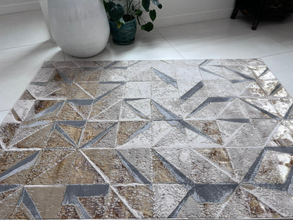 Maximus Origami Indoor | Outdoor Area Rug, Gold & Platinum