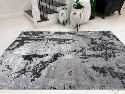 Devo Rematerialize Area Rug, Platinum & Gray