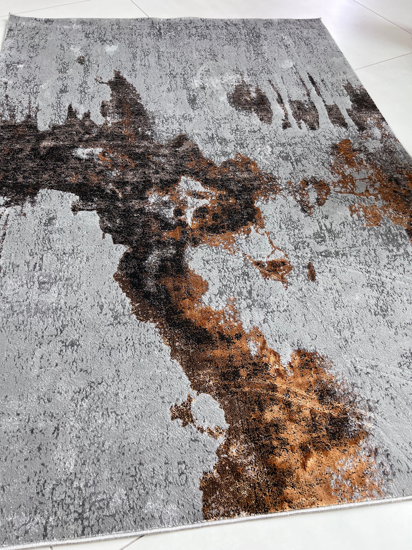 Devo Cosmic Dreams Area Rug, Platinum & Gray