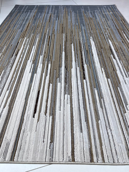 Maximus Harmonic Frequency Indoor | Outdoor Area Rug, Gray & Platinum