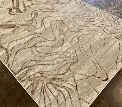 Maximus Ethereal Flow Indoor | Outdoor Area Rug, Beige & Platinum