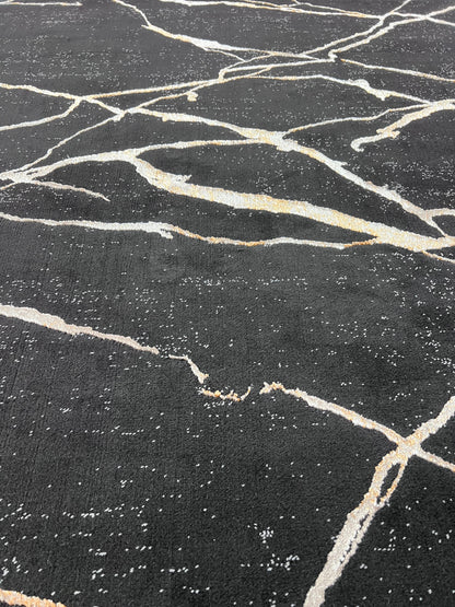 Devo Marble Tempest Area Rug, Platinum & Charcoal