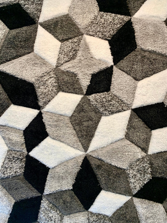 Sorrento 3D Starstruck Shag Area Rug, Grayscale