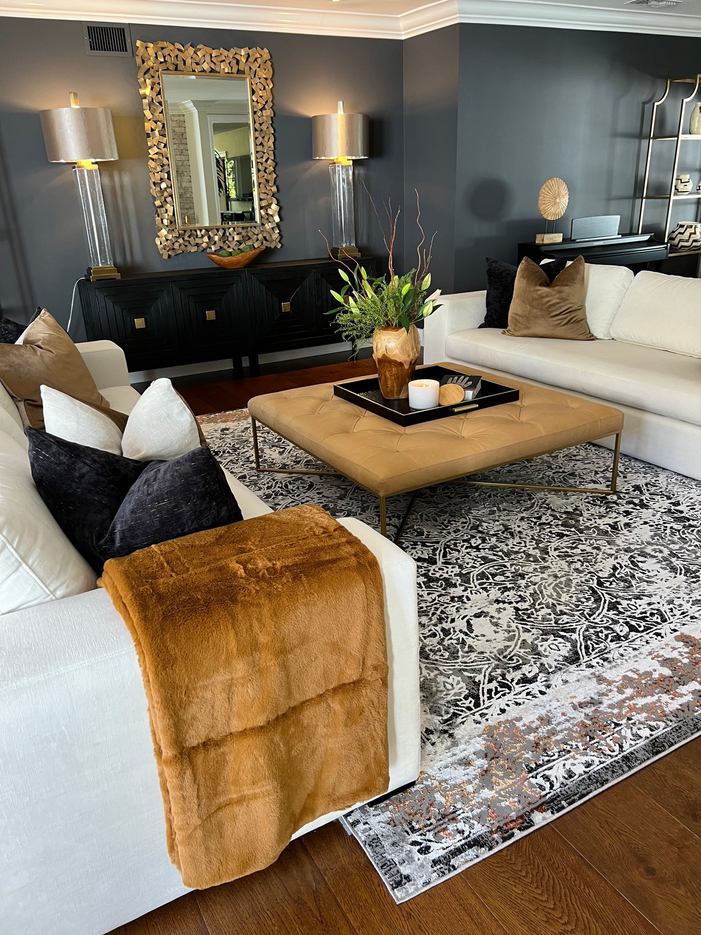 Devo Eroding Multiverse Area Rug, Platinum & Gray