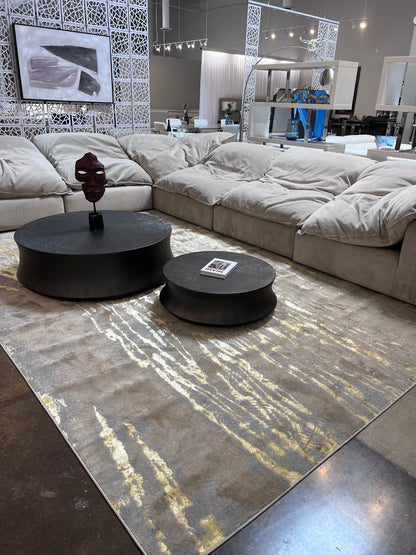 Maximus Golden Rain Indoor | Outdoor Area Rug, Beige & Gold