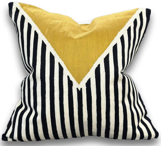 VIVA Aari Embroidered Chambray Throw Pillow, Assorted Multicolor